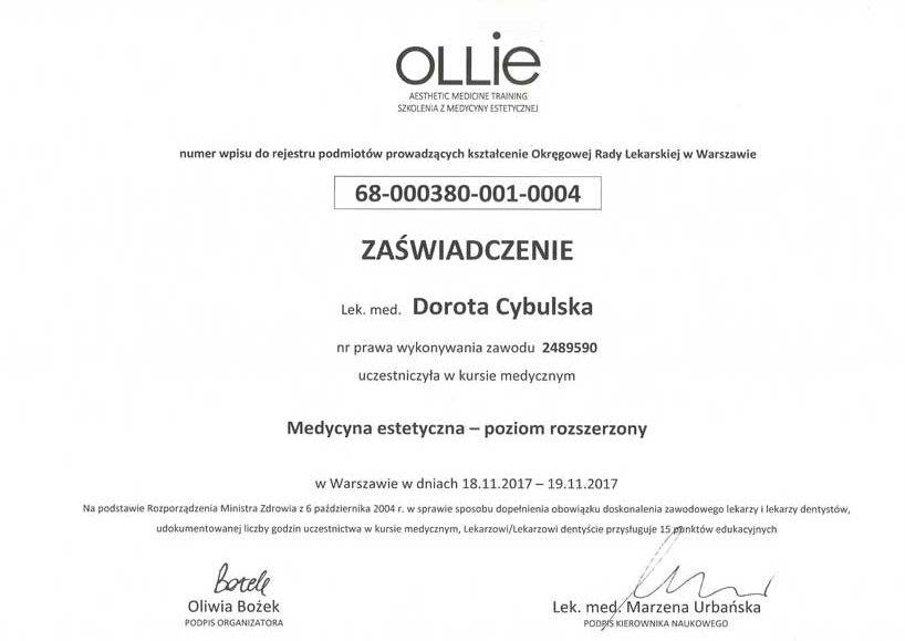 Certyfikat nr 3 Dorota Cybulska