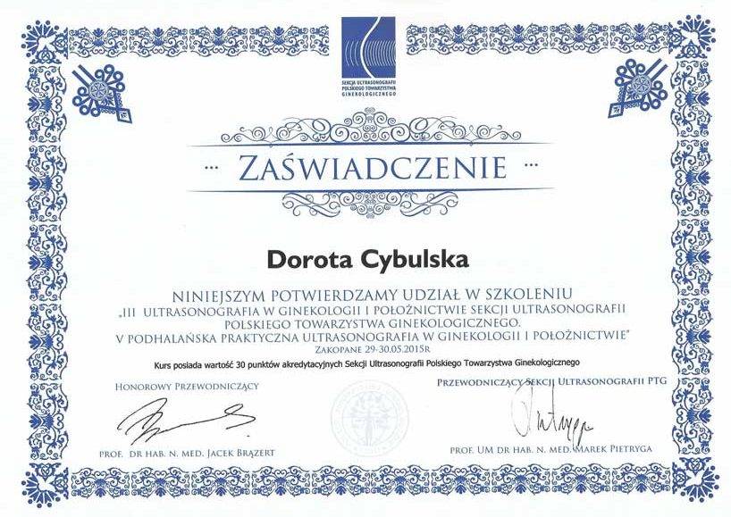 Certyfikat nr 26 Dorota Cybulska