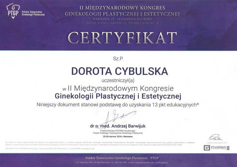 Certyfikat nr 30 Dorota Cybulska