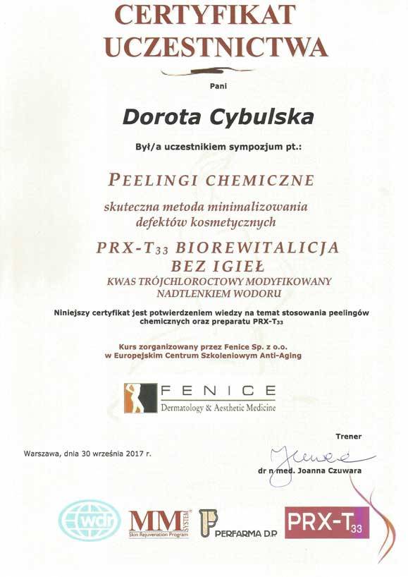Certyfikat nr 5 Dorota Cybulska