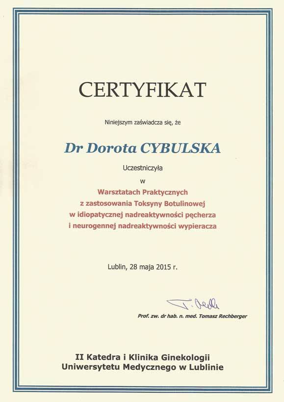 Certyfikat nr 25 Dorota Cybulska