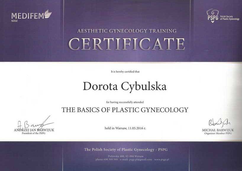 Certyfikat nr 19 Dorota Cybulska