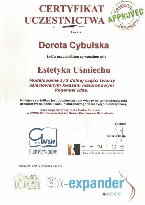 Certyfikat nr 28 Dorota Cybulska